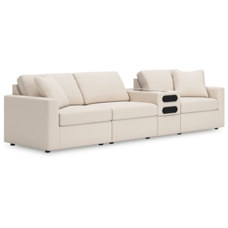 4-Piece Sectional With Audio Console