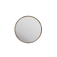 Contemporary Round Wall Mirror with Natural Walnut Finish