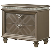 Glam 2-Drawer Nightstand with Faux Crystals