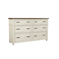 Farmhouse 6-Drawer Dresser with Felt Lined Top Drawers