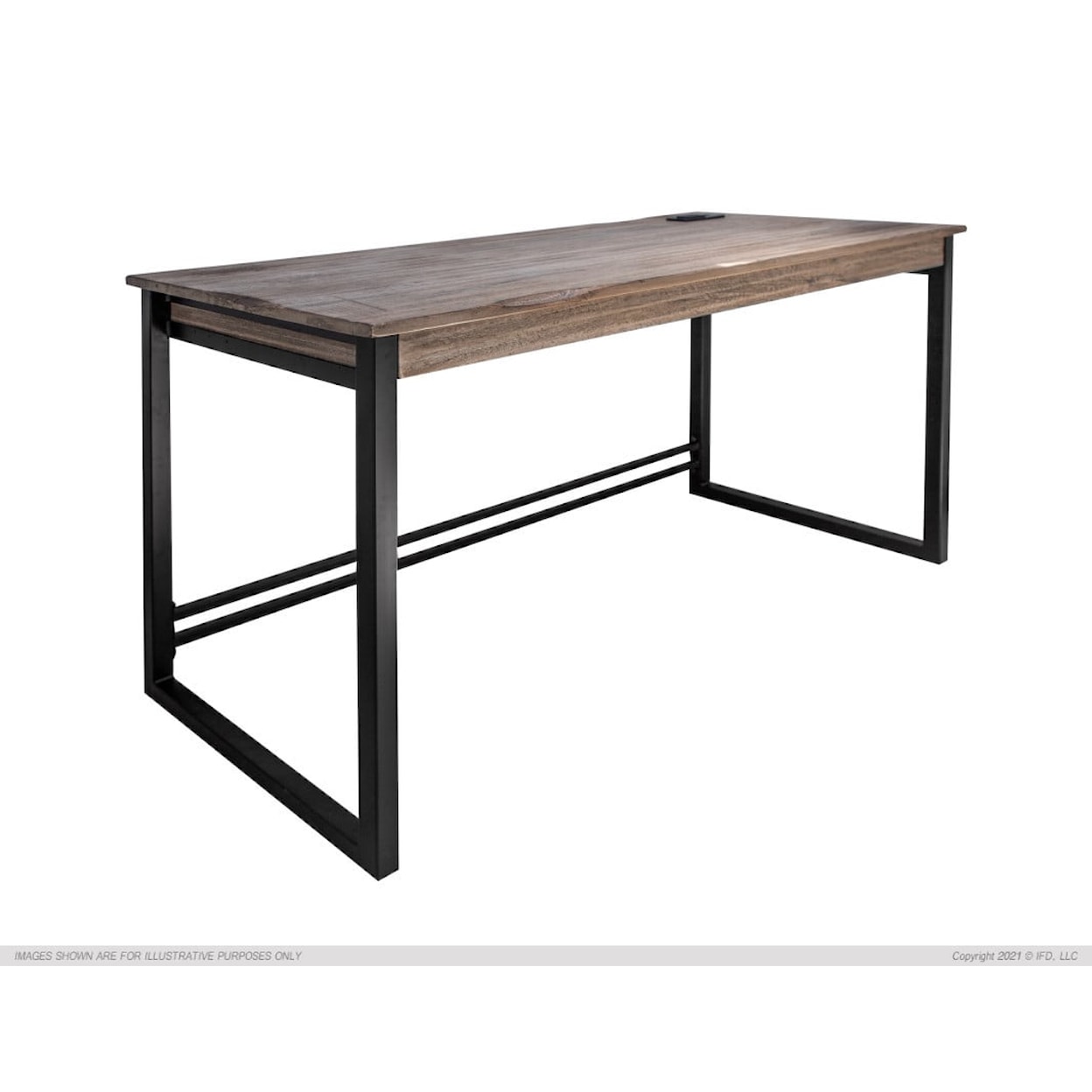 International Furniture Direct Blacksmith Table Desk with Metal Base and USB Port