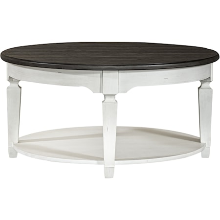 Cottage Round Cocktail Table with Casters