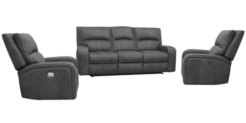 Casual Power Reclining Sofa and Dual Recliners Set with Power Headrests