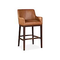 Modern Rustic Bar Stool with Rounded Track Arms