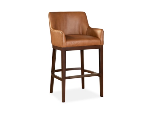 Modern Rustic Bar Stool with Rounded Track Arms