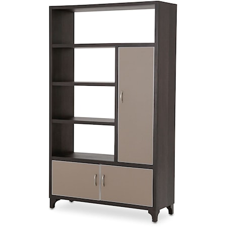 Contemporary 4-Shelf Right Bookcase with Soft Close Doors