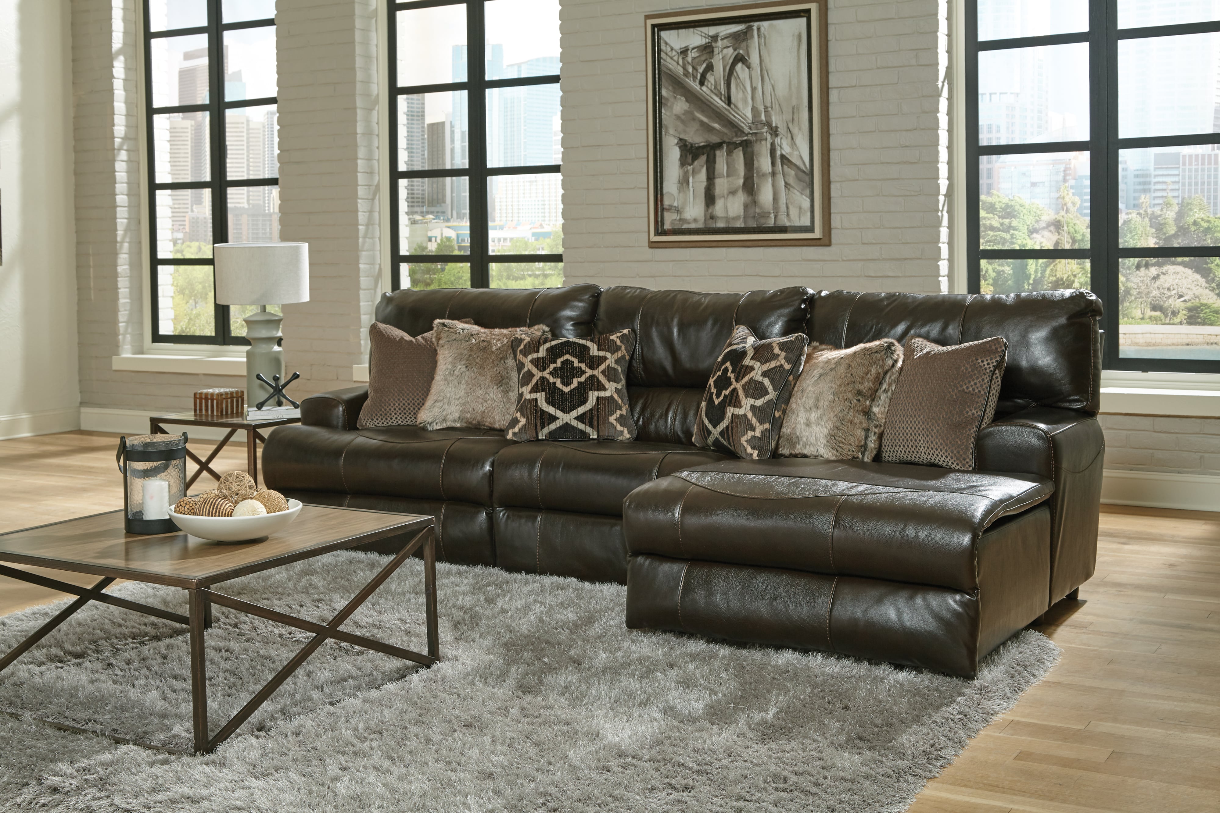 3-Piece Reclining Chaise Sectional Sofa