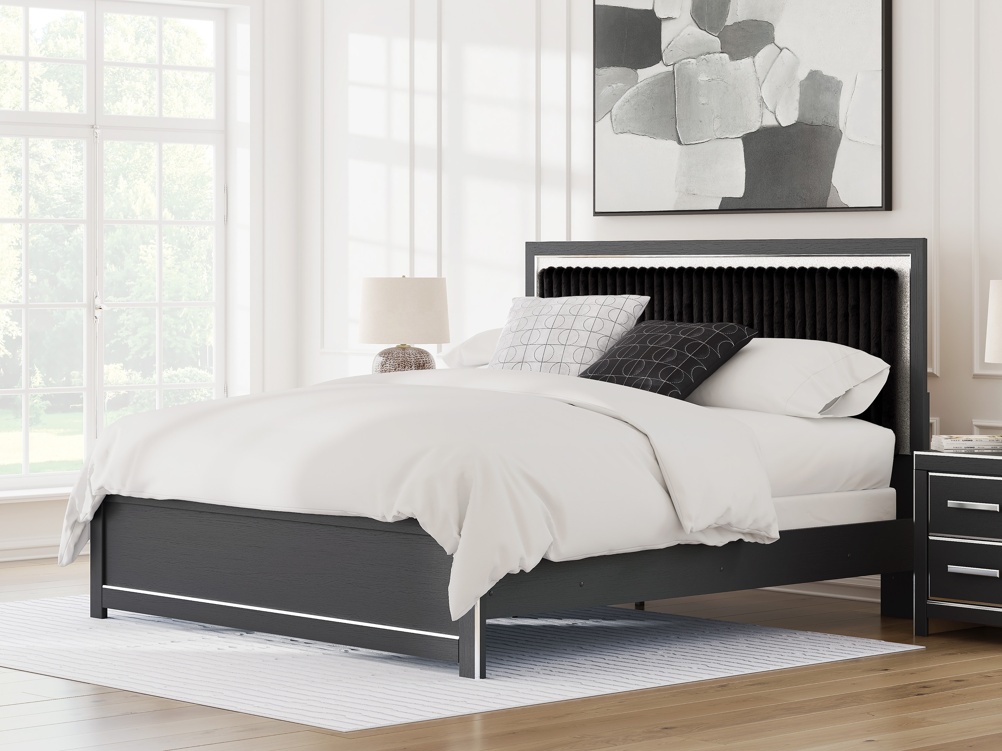 King Upholstered Panel Bed