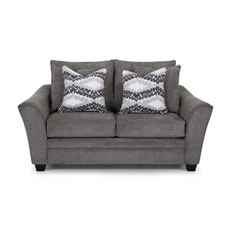 Transitional Stationary Loveseat with Flared Armrests