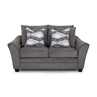 Transitional Stationary Loveseat with Flared Armrests