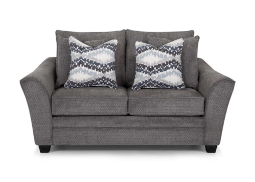 Transitional Stationary Loveseat with Flared Armrests