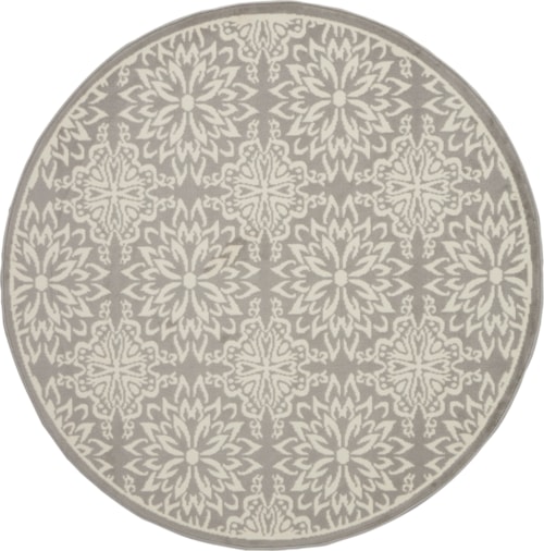5'3"  Ivory/Grey Round Rug