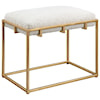 Uttermost Paradox Paradox Small Gold & White Shearling Bench