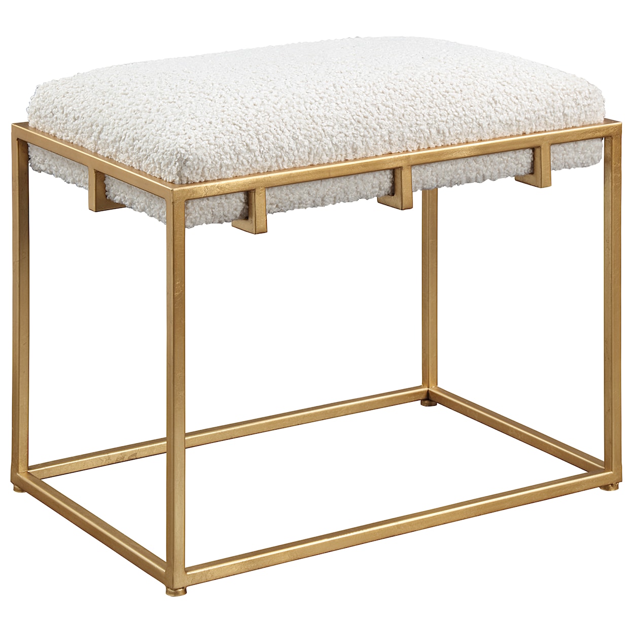 Uttermost Paradox Paradox Small Gold & White Shearling Bench