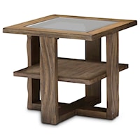 Coastal Square End Table with Beveled Glass Top