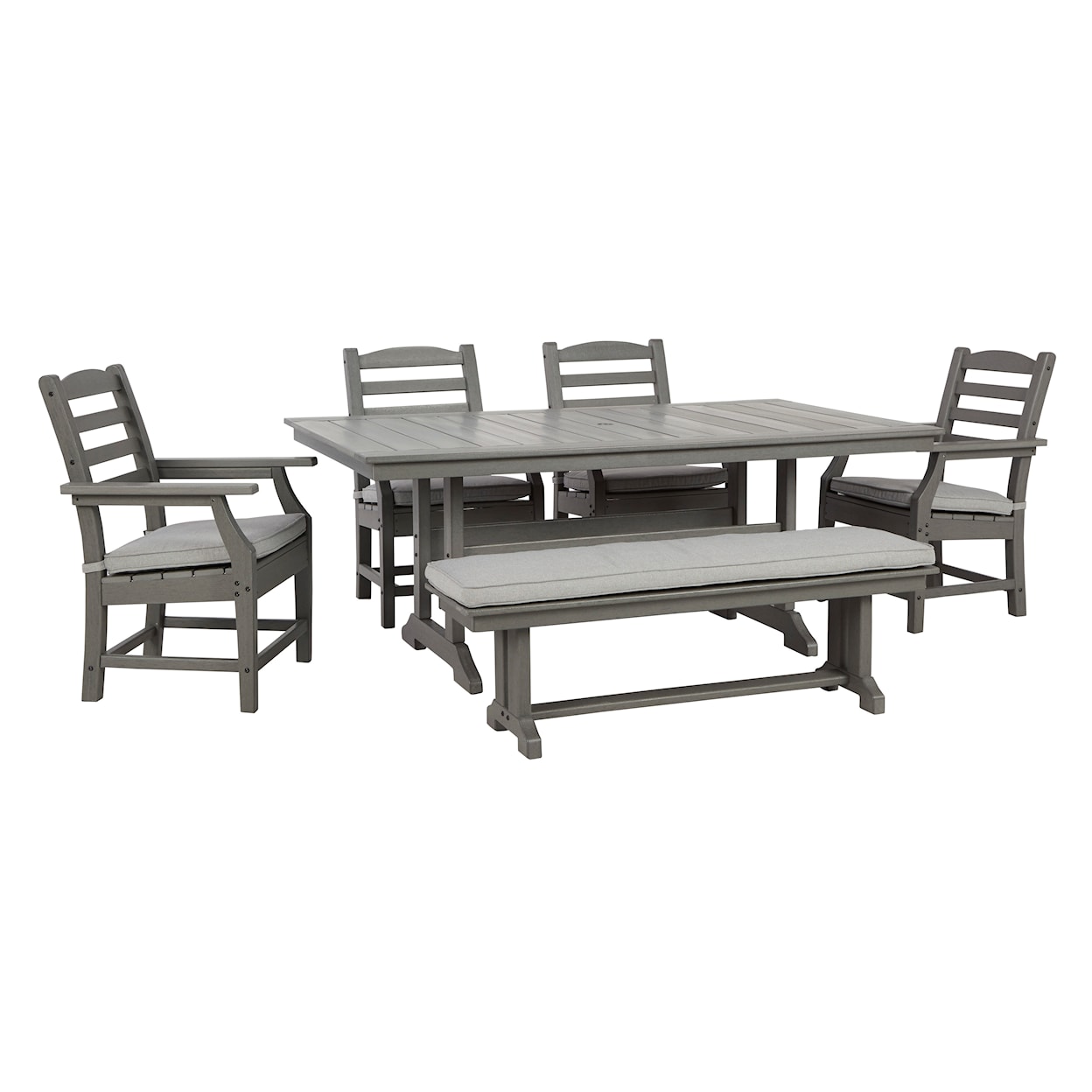 Benchcraft Visola Dining Set w/ 4 Chairs & Bench
