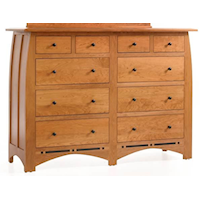 Transitional 10-Drawer High Dresser in Autumn Wheat Finish