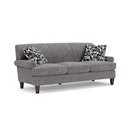 Transitional Sofa with Rolled Arms and Tapered Legs