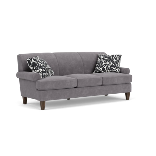 Transitional Sofa with Rolled Arms and Tapered Legs