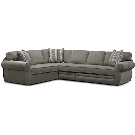 Causal 3-Piece Sectional with Large Rolled Arms