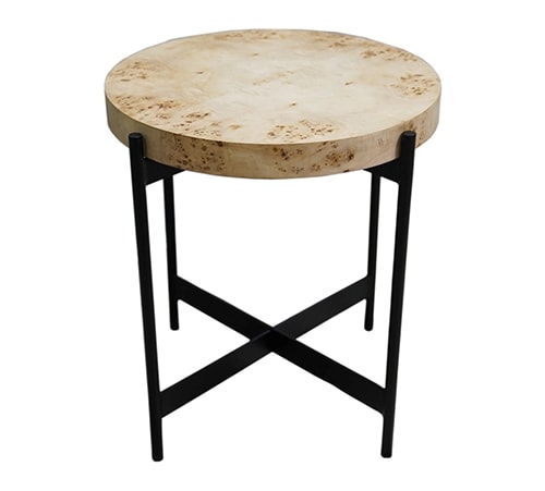 Transitional Round Side Table with Metal Legs