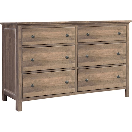 Solid Wood 6 Drawer Double Dresser