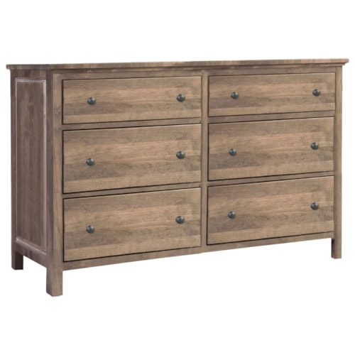 Solid Wood 6 Drawer Double Dresser
