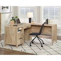 Cottage L-Shaped Desk with File Drawer & Open Storage Shelves