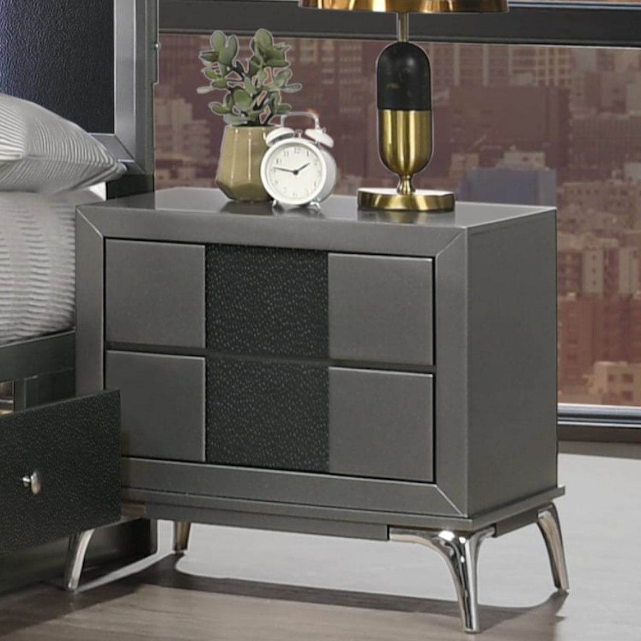 New Classic Furniture Nocturne Nightstand-Slate