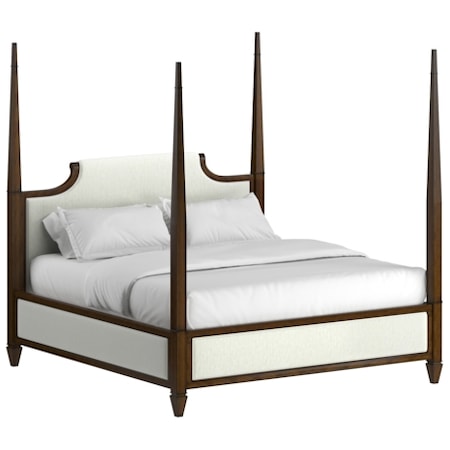 Queen Upholstered Poster Bed