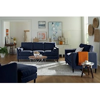 Bea 4-Piece Mid-Century Modern Living Room Set - Navy