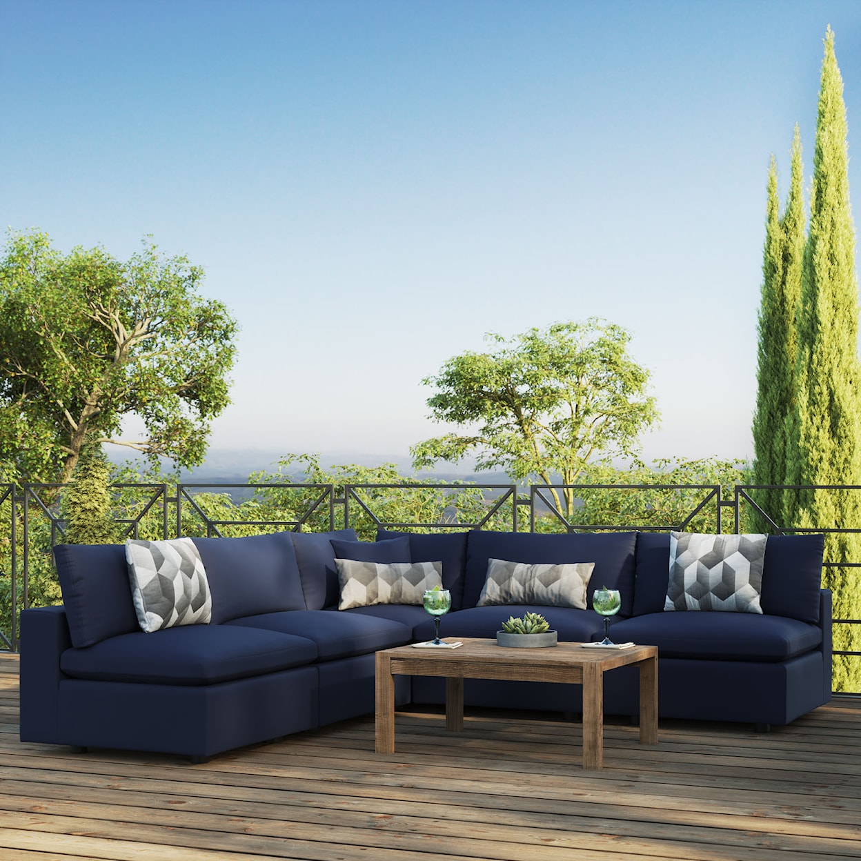 Modway Commix Outdoor 5-Piece Sectional Sofa