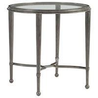 Sangiovese Round End Table with Glass Top