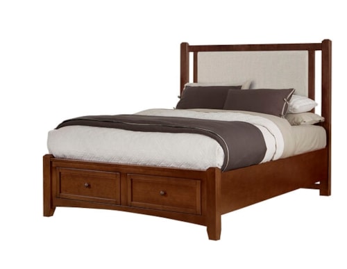 Transitional Grey Upholstered King Bed with Footboard Storage