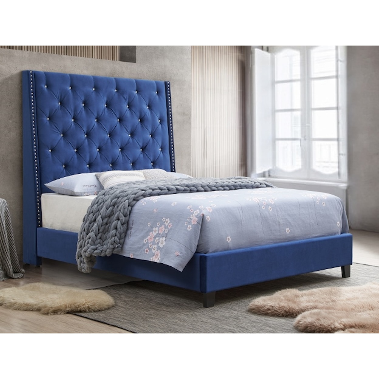 Crown Mark Chantilly Bed King Upholstered Bed