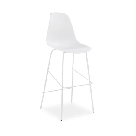 White Bar Height Bar Stool with Plastic Molded Seat