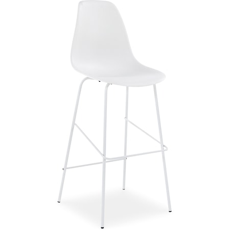 White Bar Height Bar Stool with Plastic Molded Seat