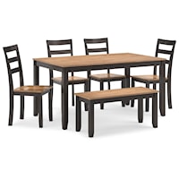 Dining Table With 4 Chairs And Bench (Set Of 6)
