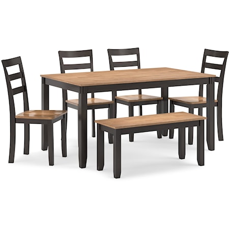 Dining Table With 4 Chairs And Bench (Set Of 6)
