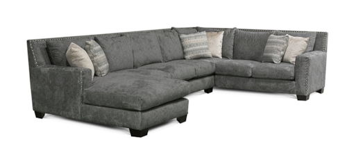 Contemporary Sectional Sofa with Chaise and Nailhead Trim