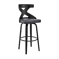 30" Swivel Upholstered Barstool with Cross Back