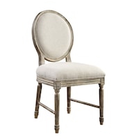 Relaxed Vintage Upholstered Dining Side Chair White Linen