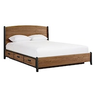 Industrial King Curved Panel Storage Bed