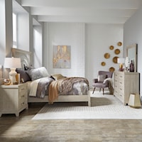 Contemporary 4-Piece Queen Bedroom Set with Decorative Tile Design Headboard