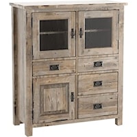 Farmhouse 4-Drawer Buffet with Distressed Wood Finish