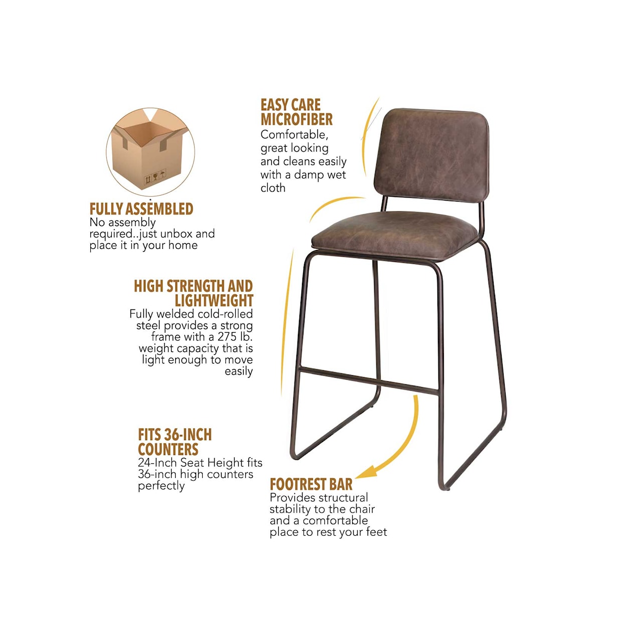 Steve Silver Maha MAHA BROWN PUB STOOL |