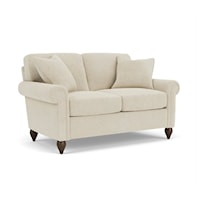 Transitional Loveseat with Rolled Arms