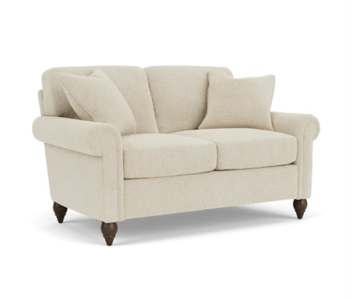 Transitional Loveseat with Rolled Arms
