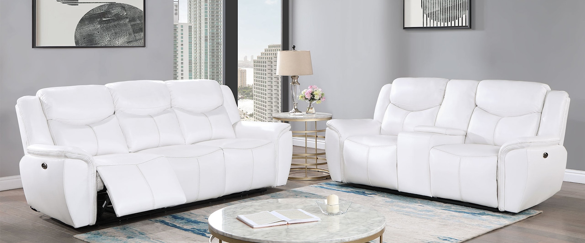 Power Reclining Sofa Set with Loveseat