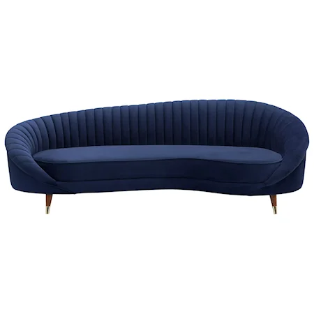 Contemporary Curved Velvet Sofa with Gold Tipped Legs